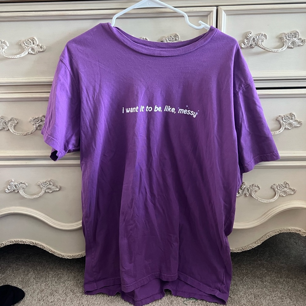 OLIVIA RODRIGO I WANT IT TO BE LIKE MESSY SHIRT PURPLE SOUR TOUR